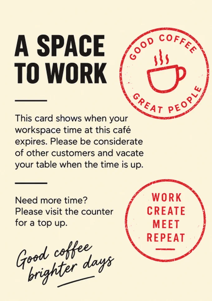 The back of a WorkCard, which explains the idea to the customer